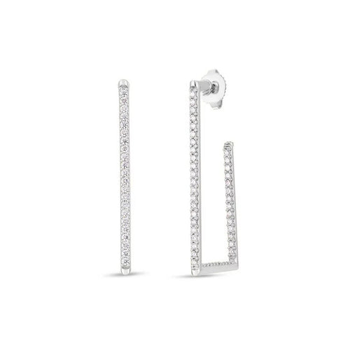 Small Rectangular Diamond Earrings - 1